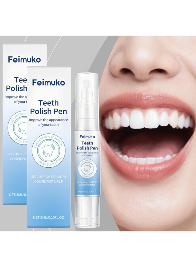 Feimuko 2-PACKS Teeth Polish Pen |  Improve the Appearance of Your Teeth,Get a Brighter More Confident Smile 3ml*2 - Image 1